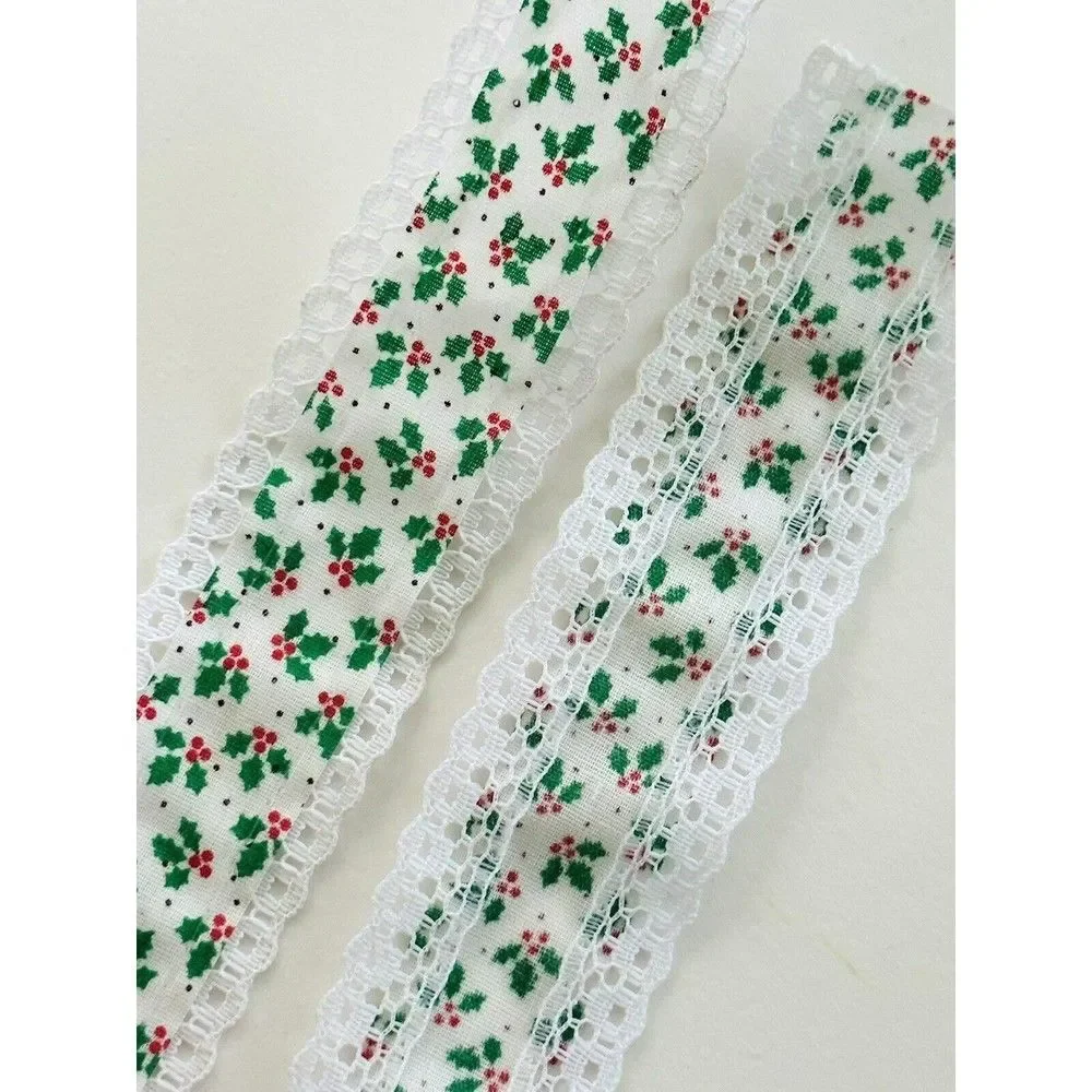 Vintage Christmas Holly & Ivy Lace Edge Trim Xmas Sewing Crafts 1.25 x 10yds